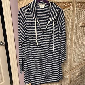 Navy/white striped beach cover up